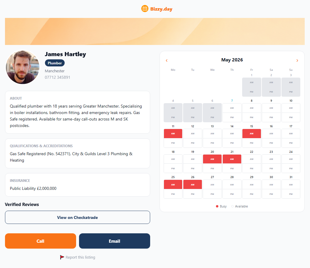 Your public Bizzy Day profile page